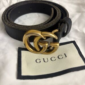Gucci Black Belt with Gold GG Buckle